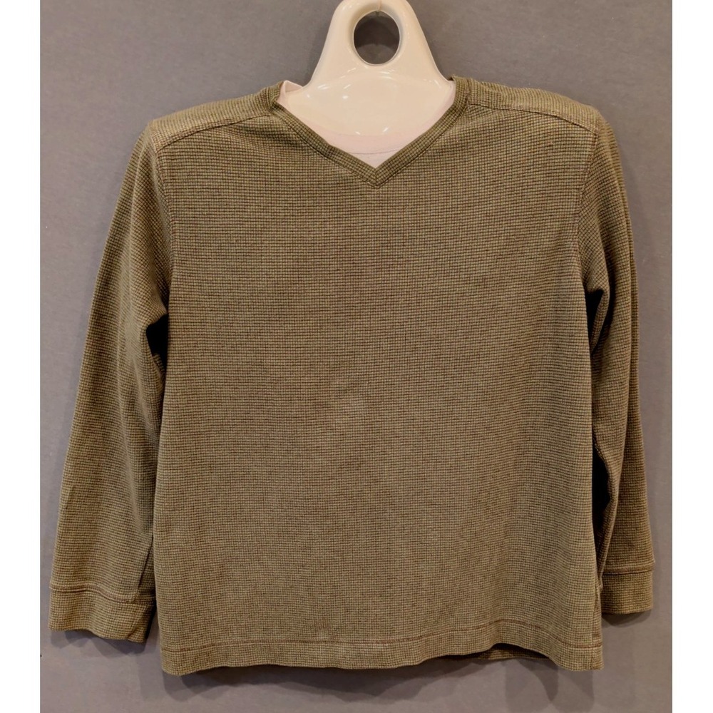 Method Waffle Knit Thermal Shirt Mens L/G‎ Green Long Sleeve V-Neck Casual